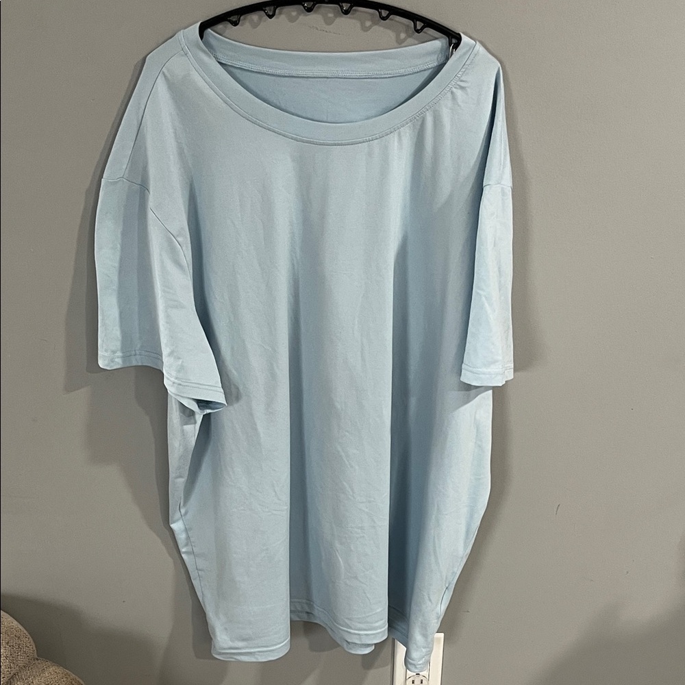 SHEIN Light Blue Short Sleeve Tee “Whatever” Graphic Back 3X